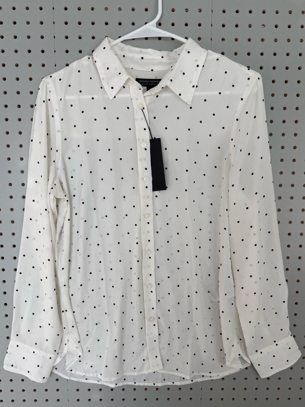 Banana Republic White Shirt with Black Polka Dots